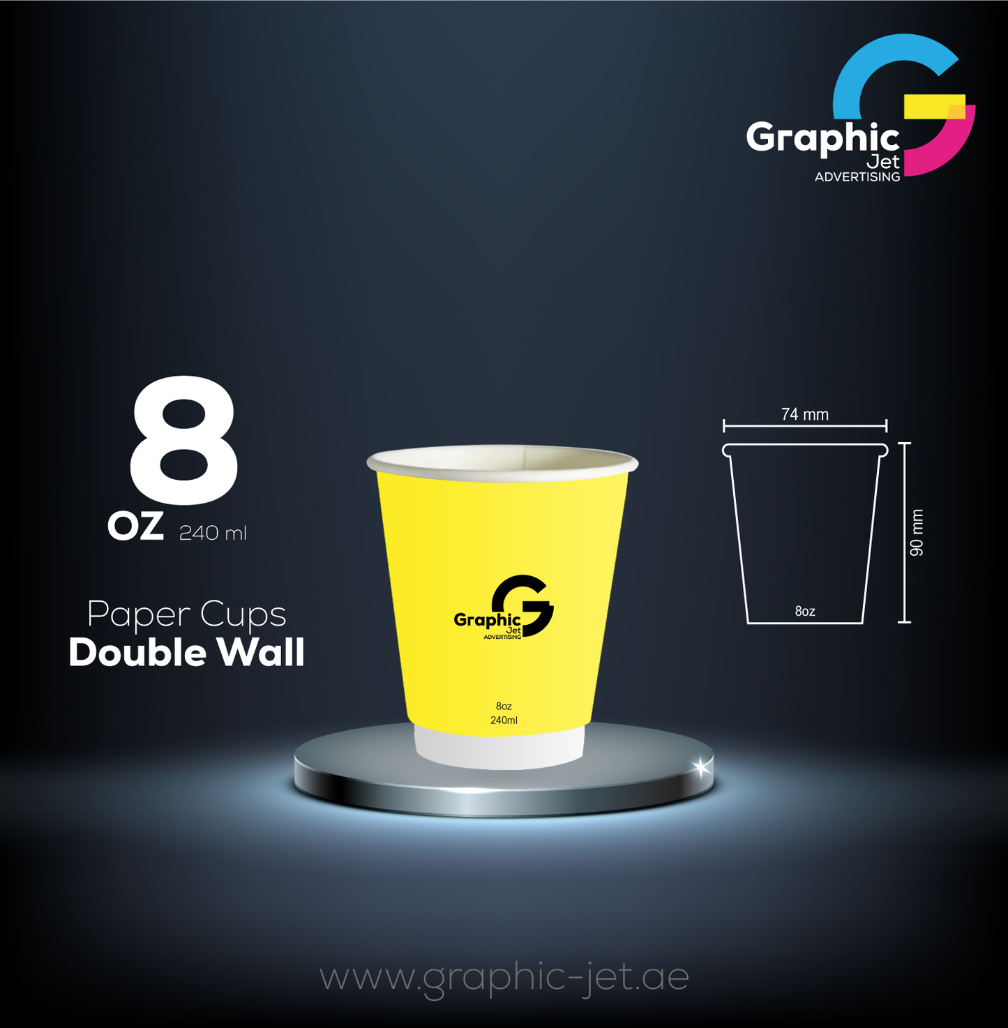 Double Wall Paper Cups 8oz - Graphic Jet